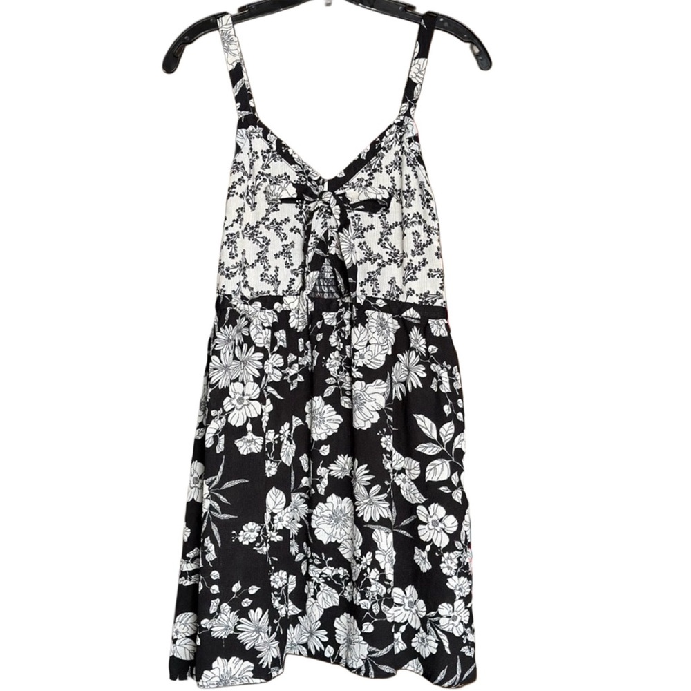 Ivory & Black Flower Print Sundress - Size Small